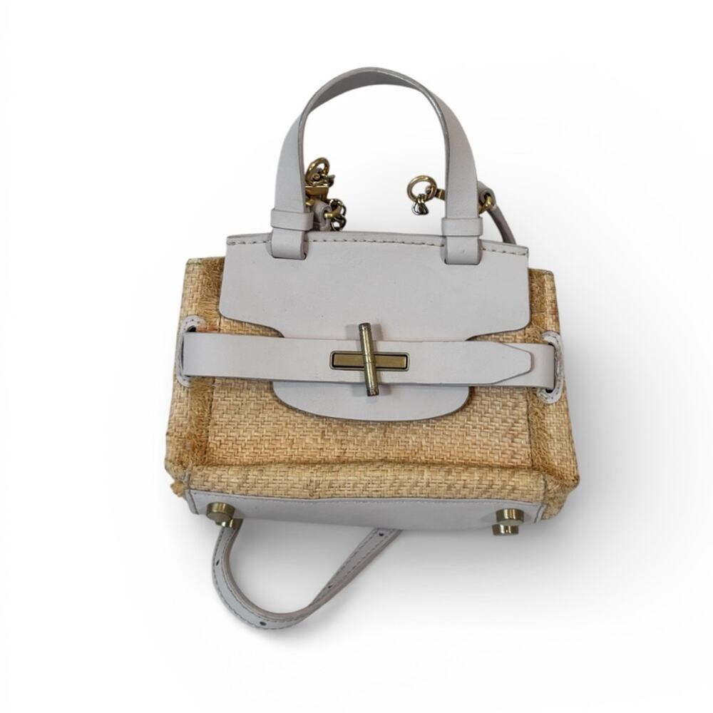 Zac Zac Posen Brigette Mini Crossbody Handbag Bag Purse Leather Raffia